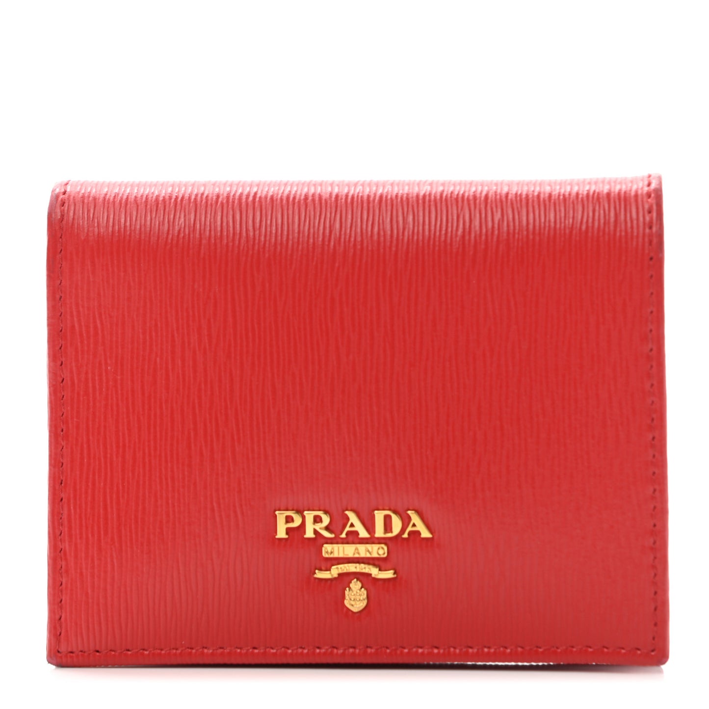 Saffiano Metal Compact Snap Bi-Fold Wallet Fuoco