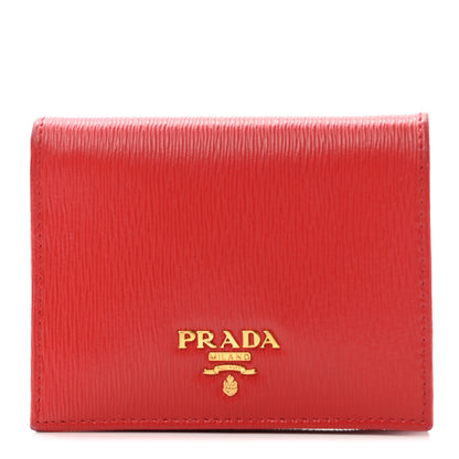 Prada Saffiano Metal Compact Snap Bi-Fold Wallet Fuoco 1 of 8