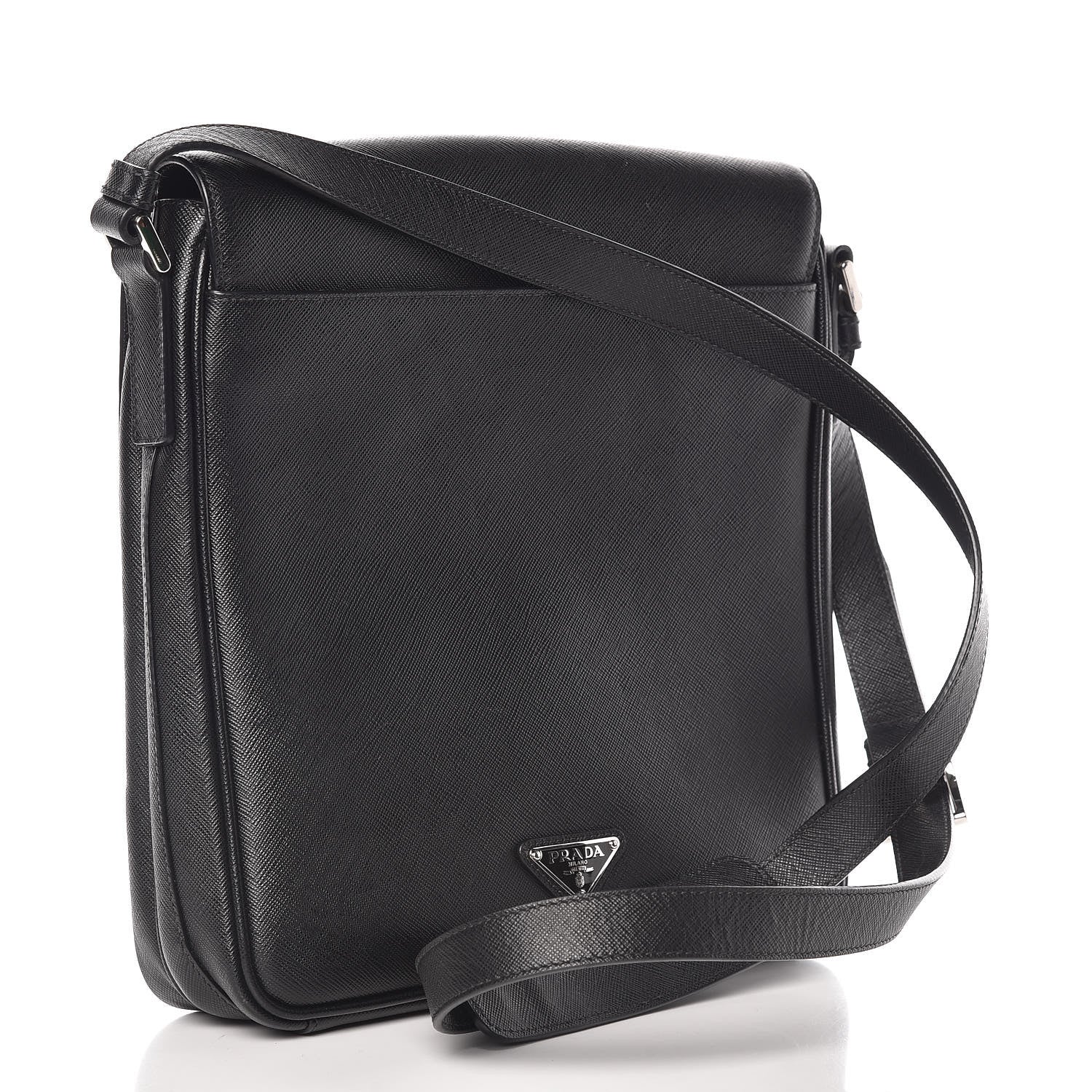 Prada Saffiano Messenger Satchel Black 3 of 15