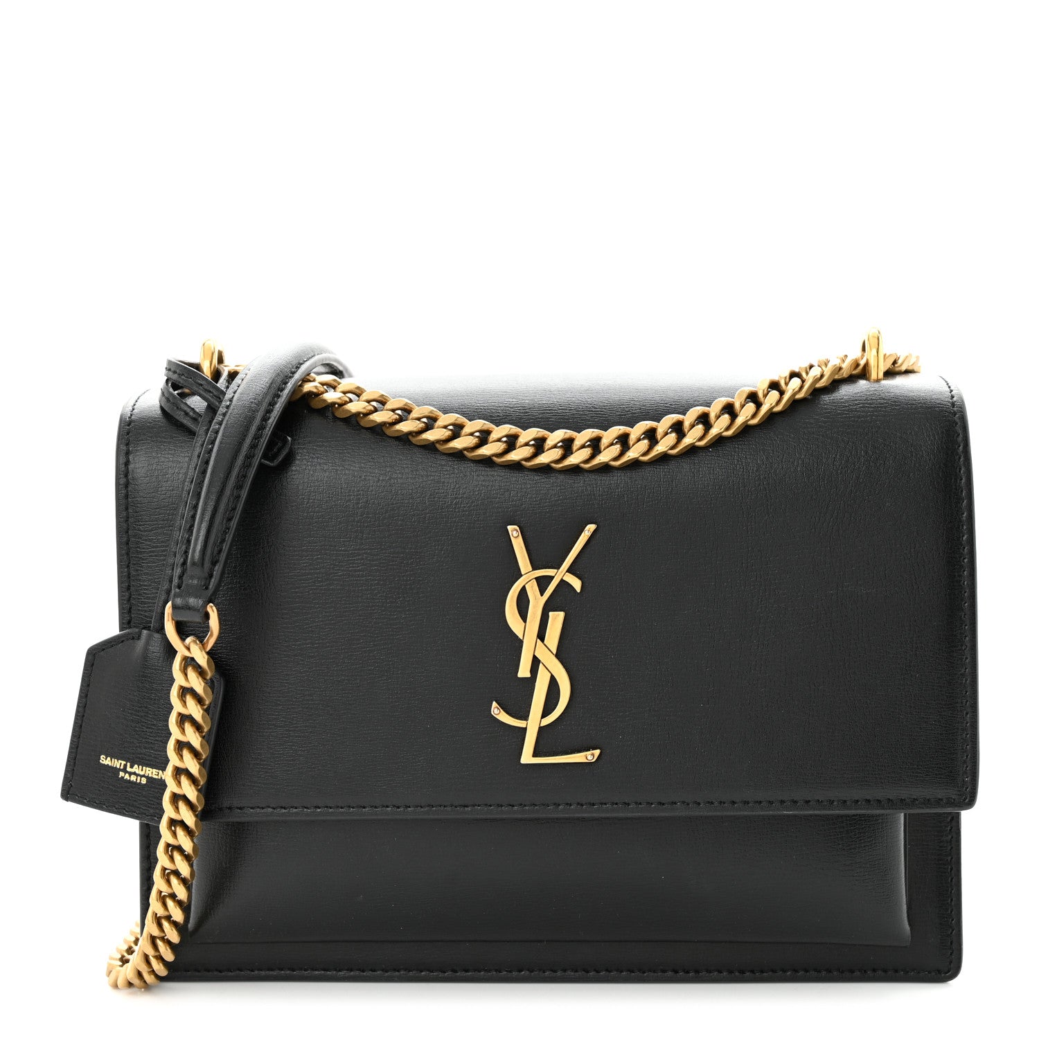 Saint Laurent Smooth Calfskin Medium Monogram Sunset Satchel Black 1 of 11