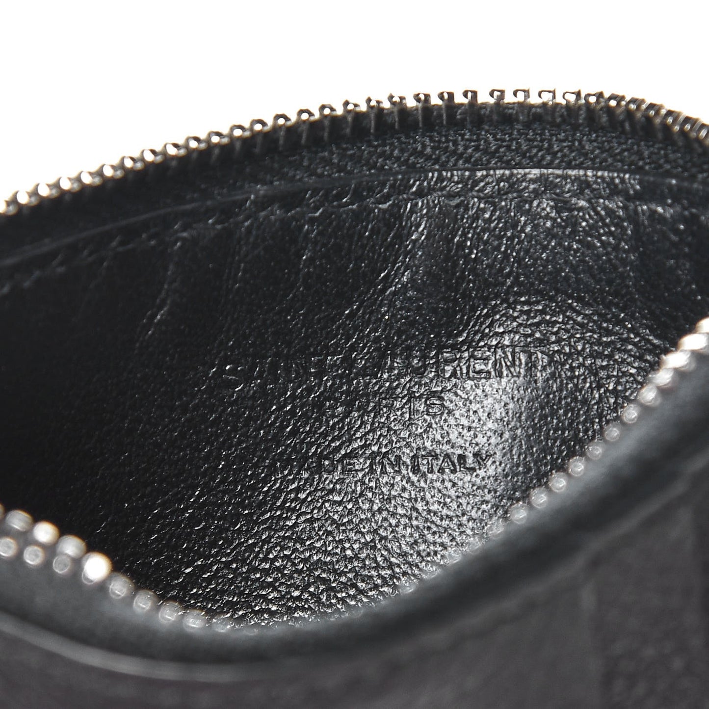 Grained Calfskin 5 Fragments Zip Pouch Card Holder Black