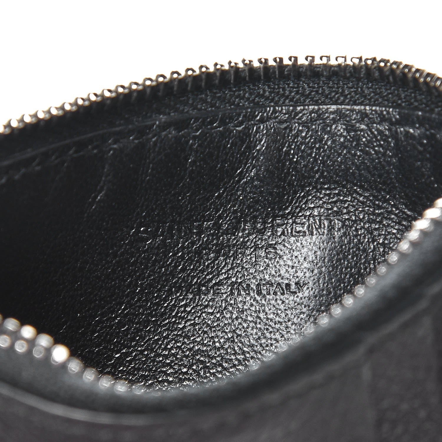 Saint Laurent Grained Calfskin 5 Fragments Zip Pouch Card Holder Black 7 of 8