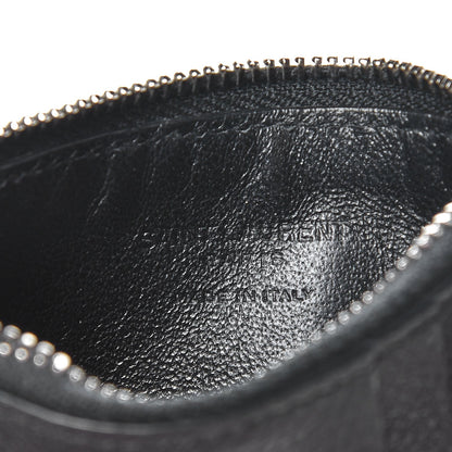 Saint Laurent Grained Calfskin 5 Fragments Zip Pouch Card Holder Black 7 of 8