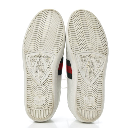 Gucci Calfskin Web Bee Embroidered Womens Ace Sneakers 37 White Green 5 of 12