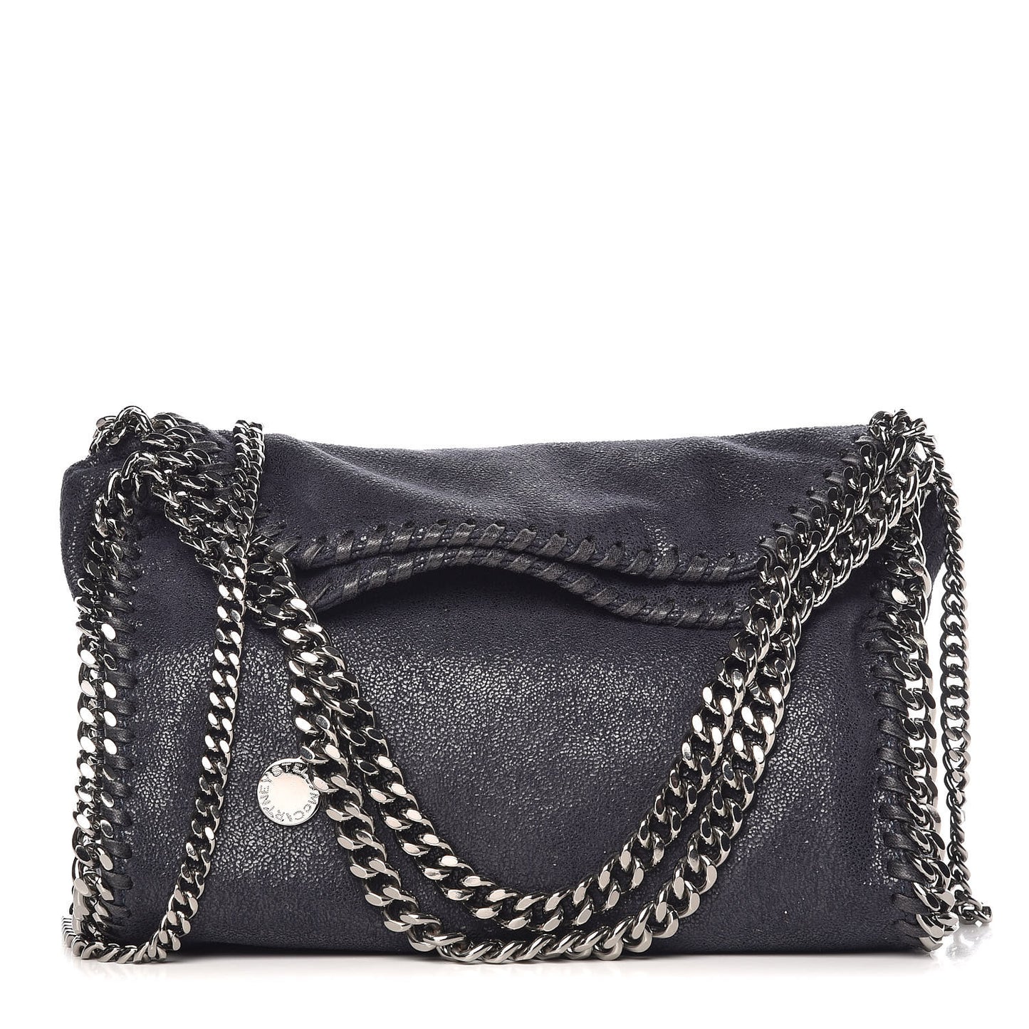 Shaggy Deer Mini Falabella Fold Over Tote Navy