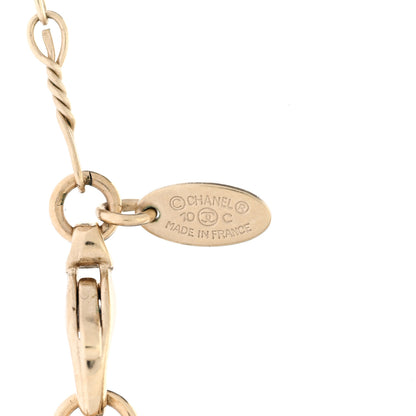 Chanel Crystal Snowflake CC Pendant Necklace Gold Blue 4 of 7