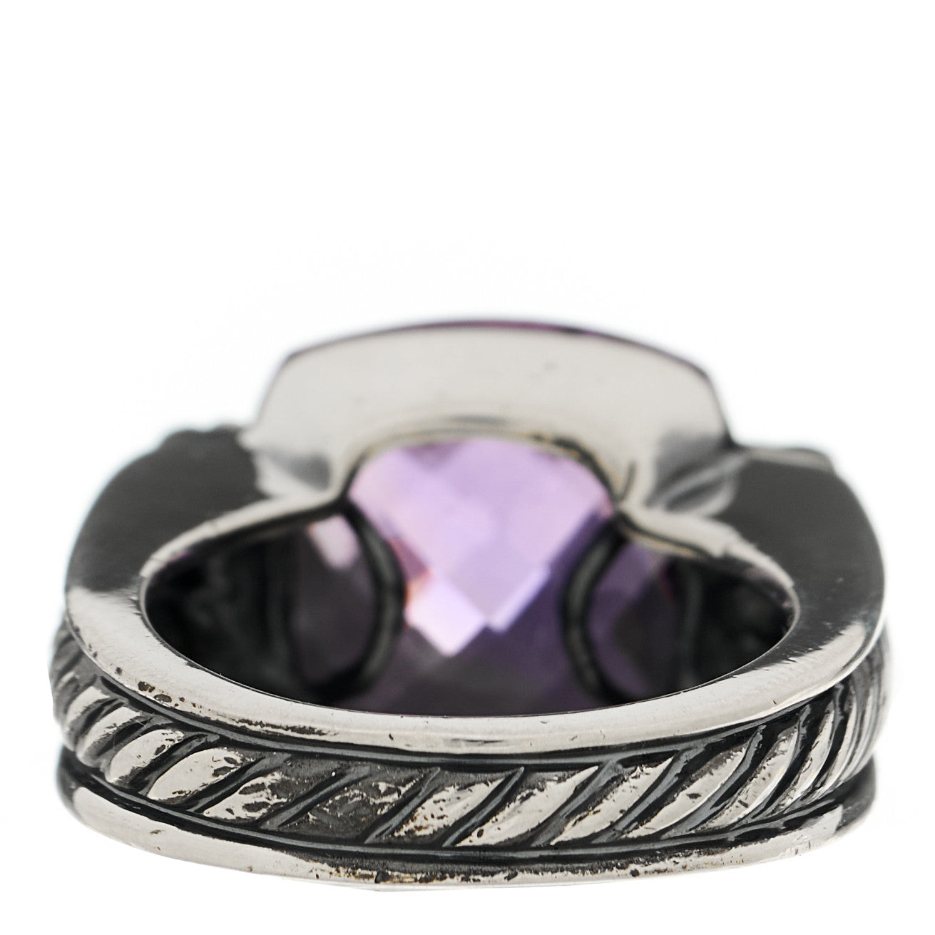 Sterling Silver Diamond Amethsyt 15mm Deco Ring 55 7.25