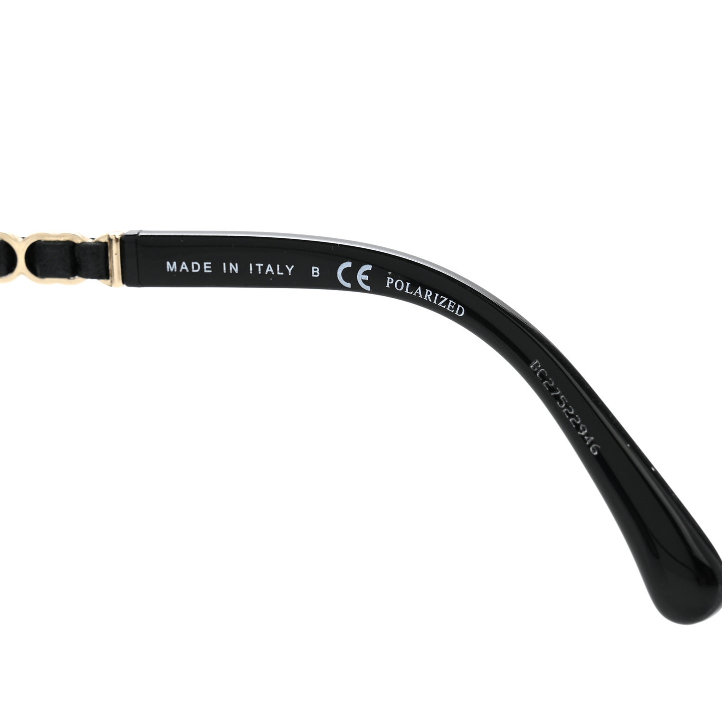 Metal Calfskin Polarized CC Chain Pilot Sunglasses 5439-Q-A Black