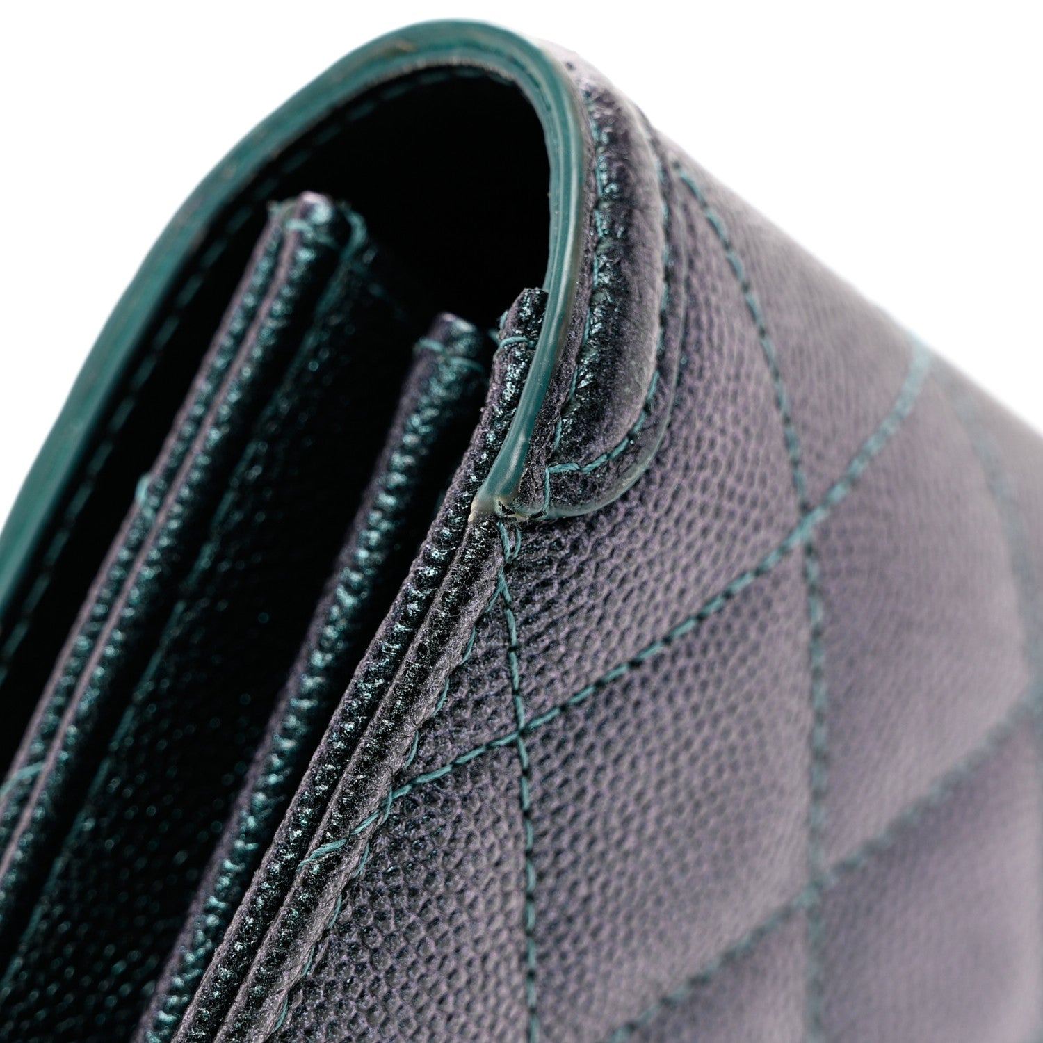 Chanel Iridescent Caviar Quilted Medium Filigree Flap Wallet Dark Turquoise 11 of 11