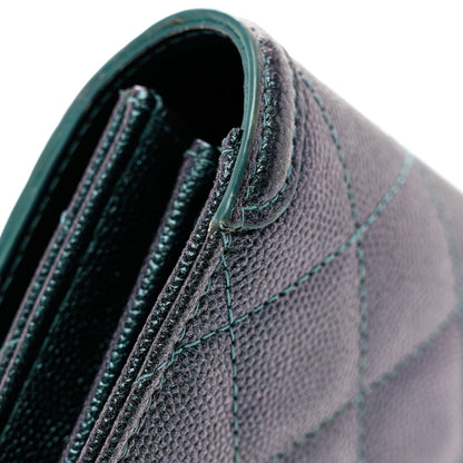 Chanel Iridescent Caviar Quilted Medium Filigree Flap Wallet Dark Turquoise 11 of 11