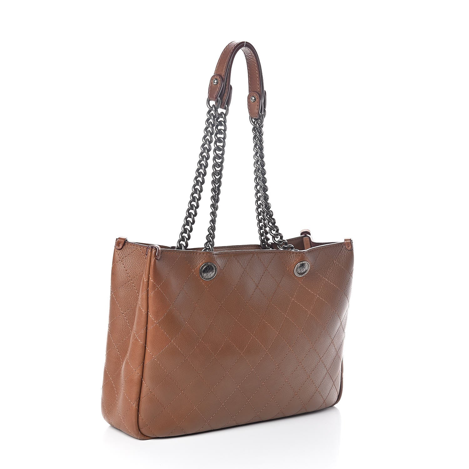 Chanel Calfskin Stitched Shopping Tote Brown 3 of 10