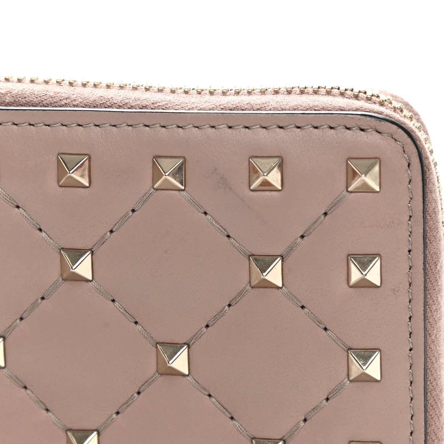 Valentino Garavani Nappa Rockstud Spike Zip Around Wallet Poudre 7 of 8