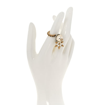 Gucci Metal Pearl Spike Studded Wrap Ring 10 Aged Gold 2 of 8