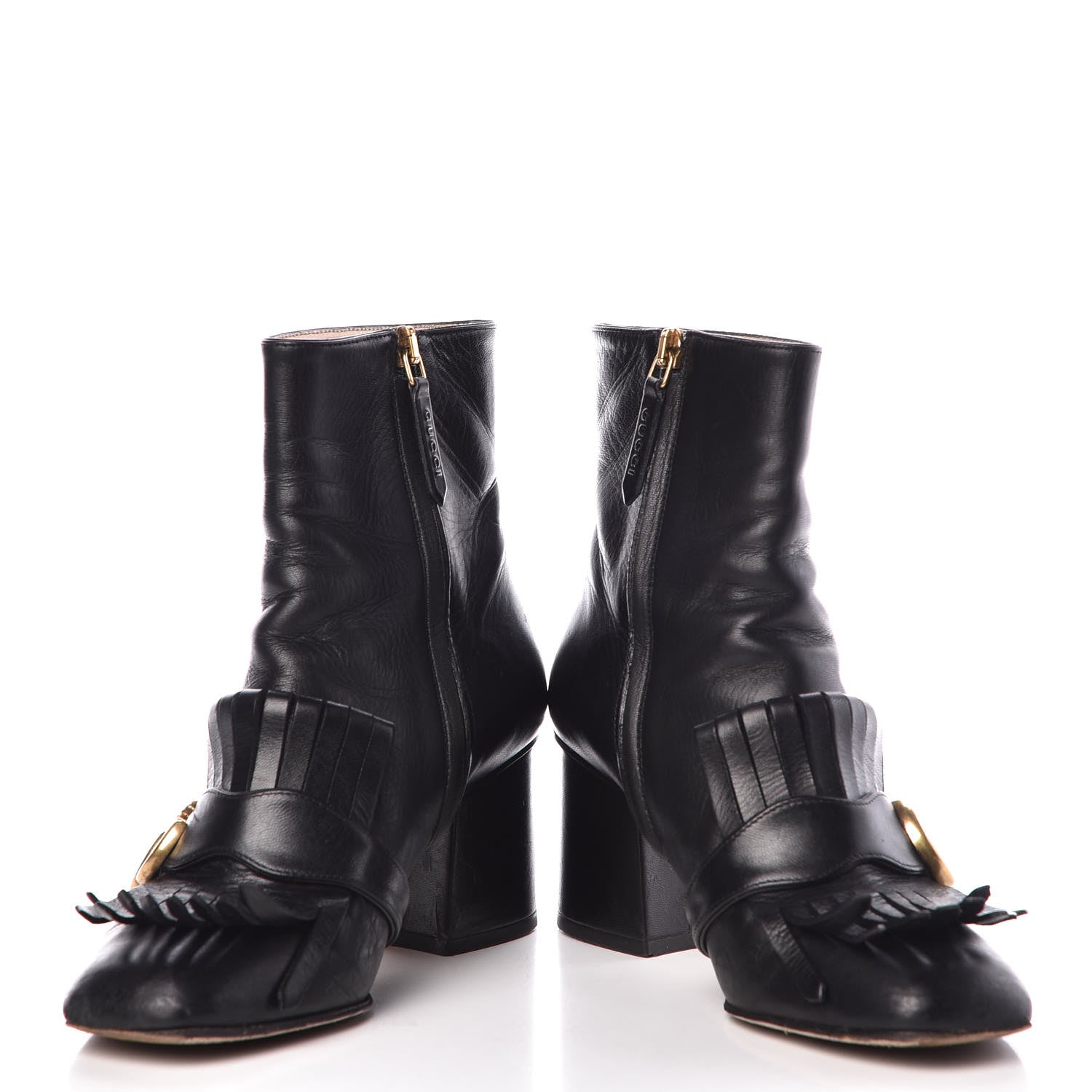 Gucci Malaga Kid GG Marmont Fringe 75mm Ankle Boots 35.5 Black 5 of 15