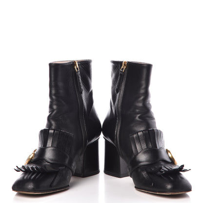 Gucci Malaga Kid GG Marmont Fringe 75mm Ankle Boots 35.5 Black 5 of 15