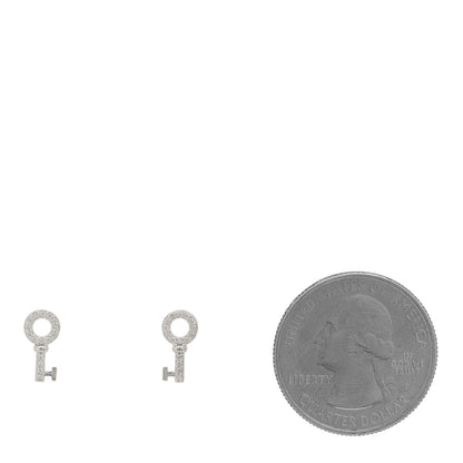 Tiffany 18K White Gold Diamond Mini Key Earrings 2 of 5