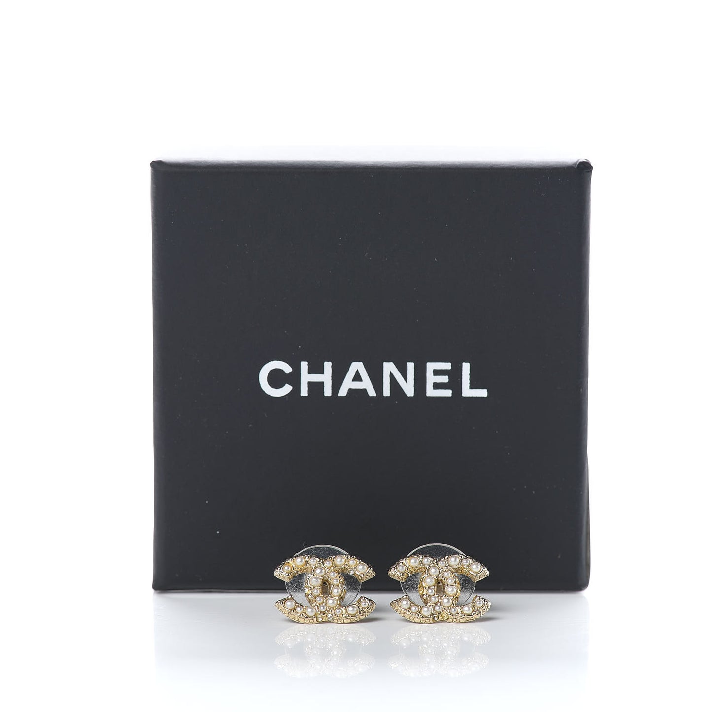 Pearl Crystal CC Earrings Gold