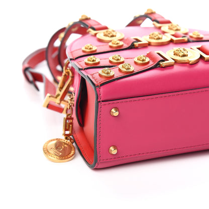 Versace Calfskin Small Medallion Tribute Bowling Bag Pink Red 7 of 9