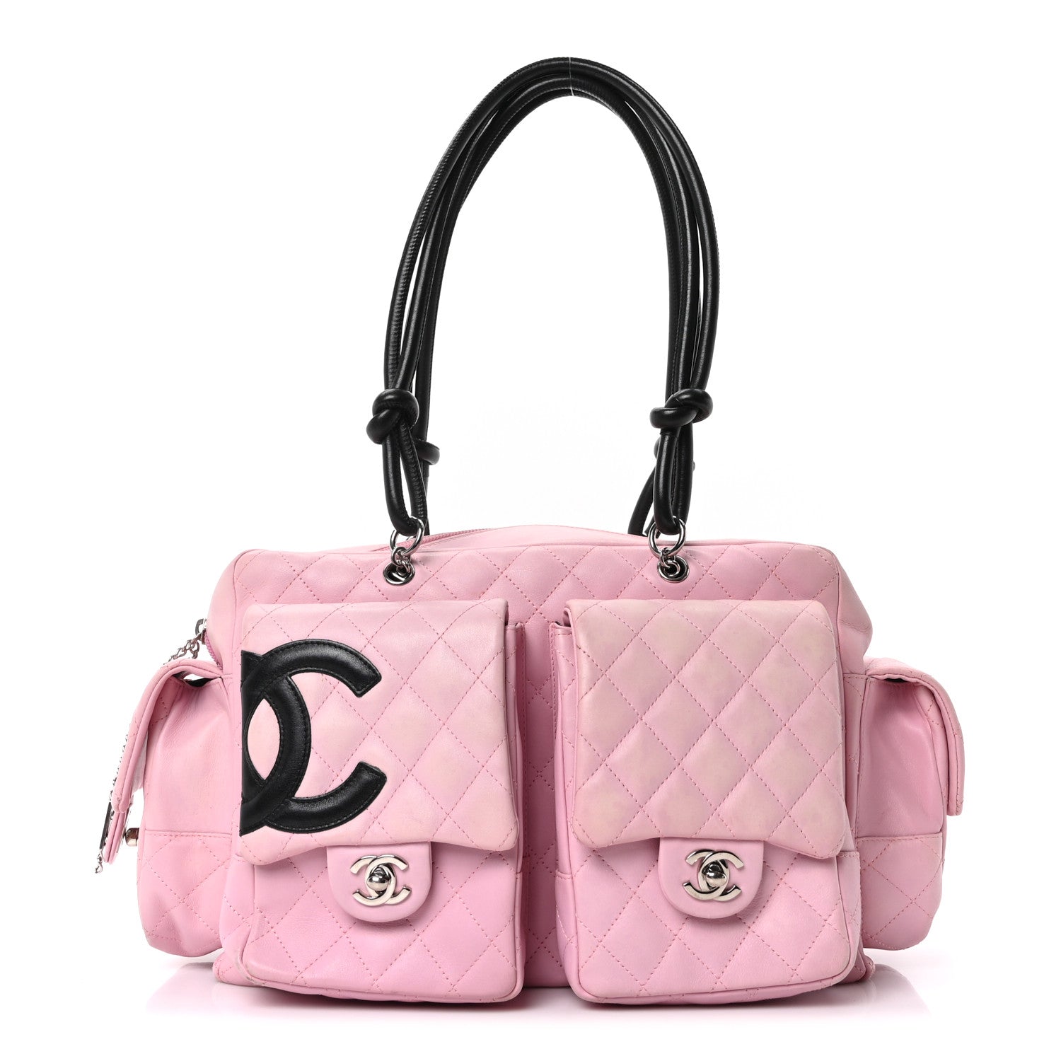 Chanel Calfskin Quilted Large Cambon Multipocket Reporter Pink Black 1 of 10