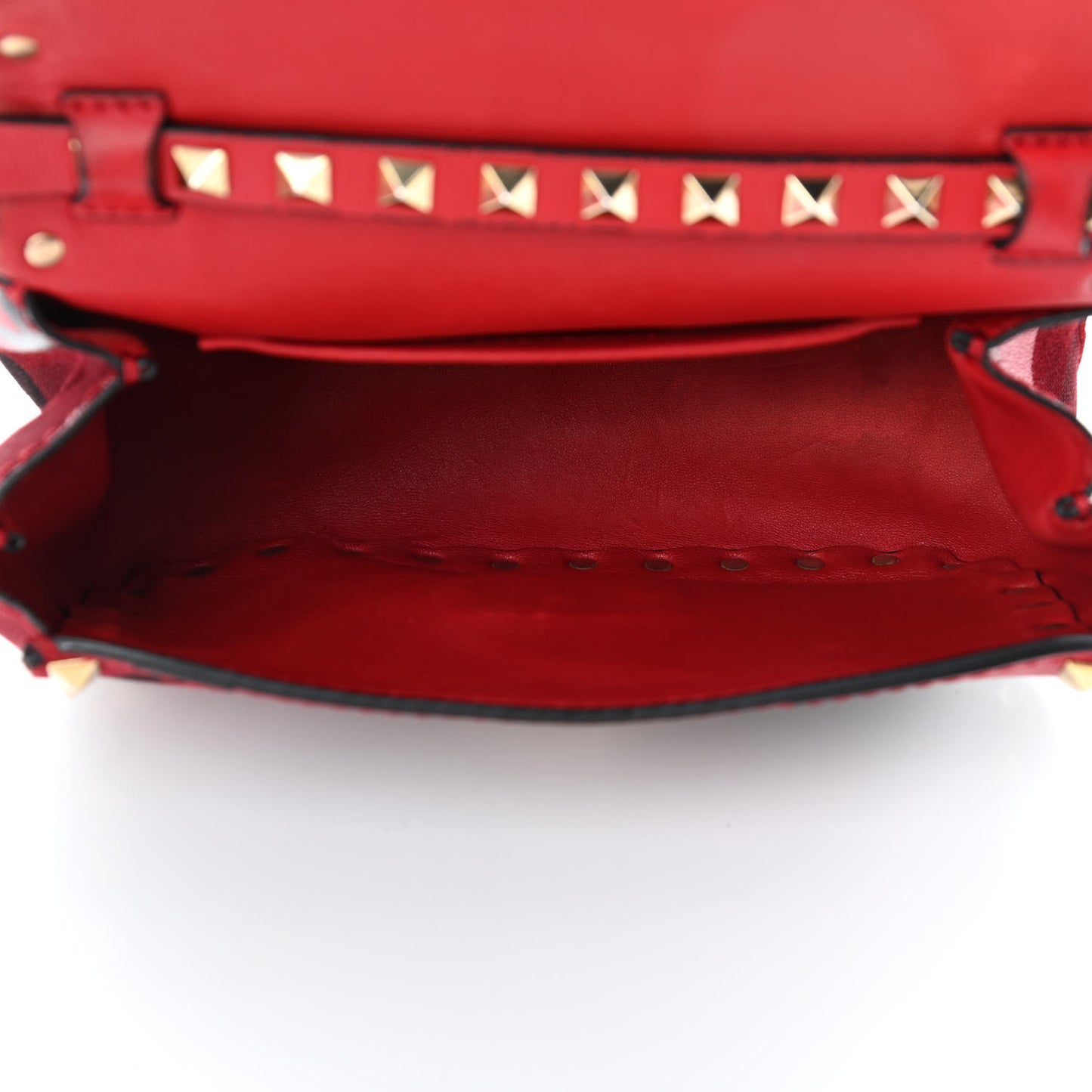 Nappa Canvas Camouflage Mini Rockstud Flap Saddle Crossbody Bag Red