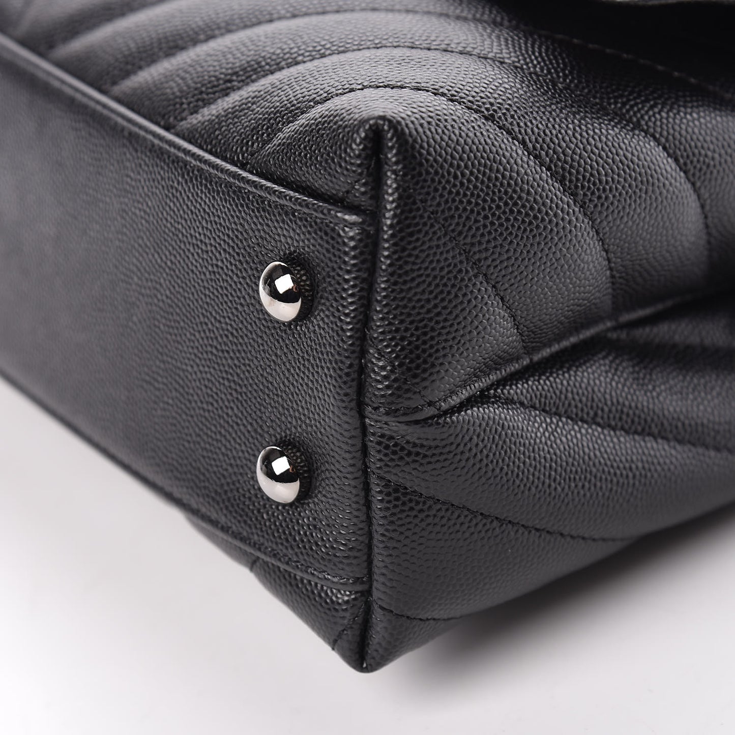 Caviar Chevron Quilted Mini Coco Handle Flap Black