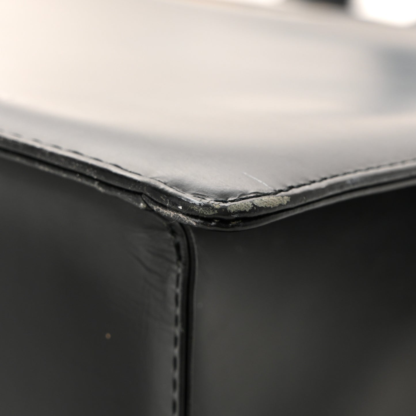 Glazed Calfskin House Check Briefcase Black