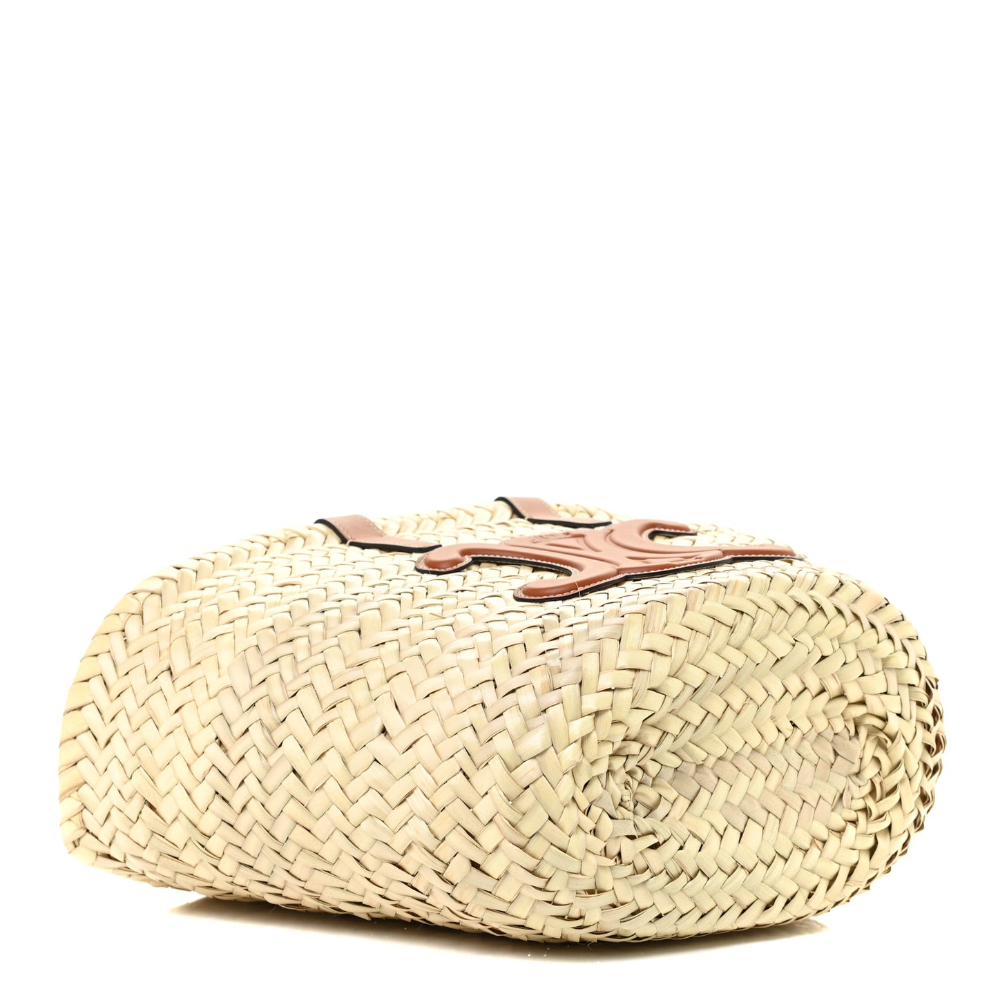 Raffia Calfskin Triomphe Teen Panier Tan