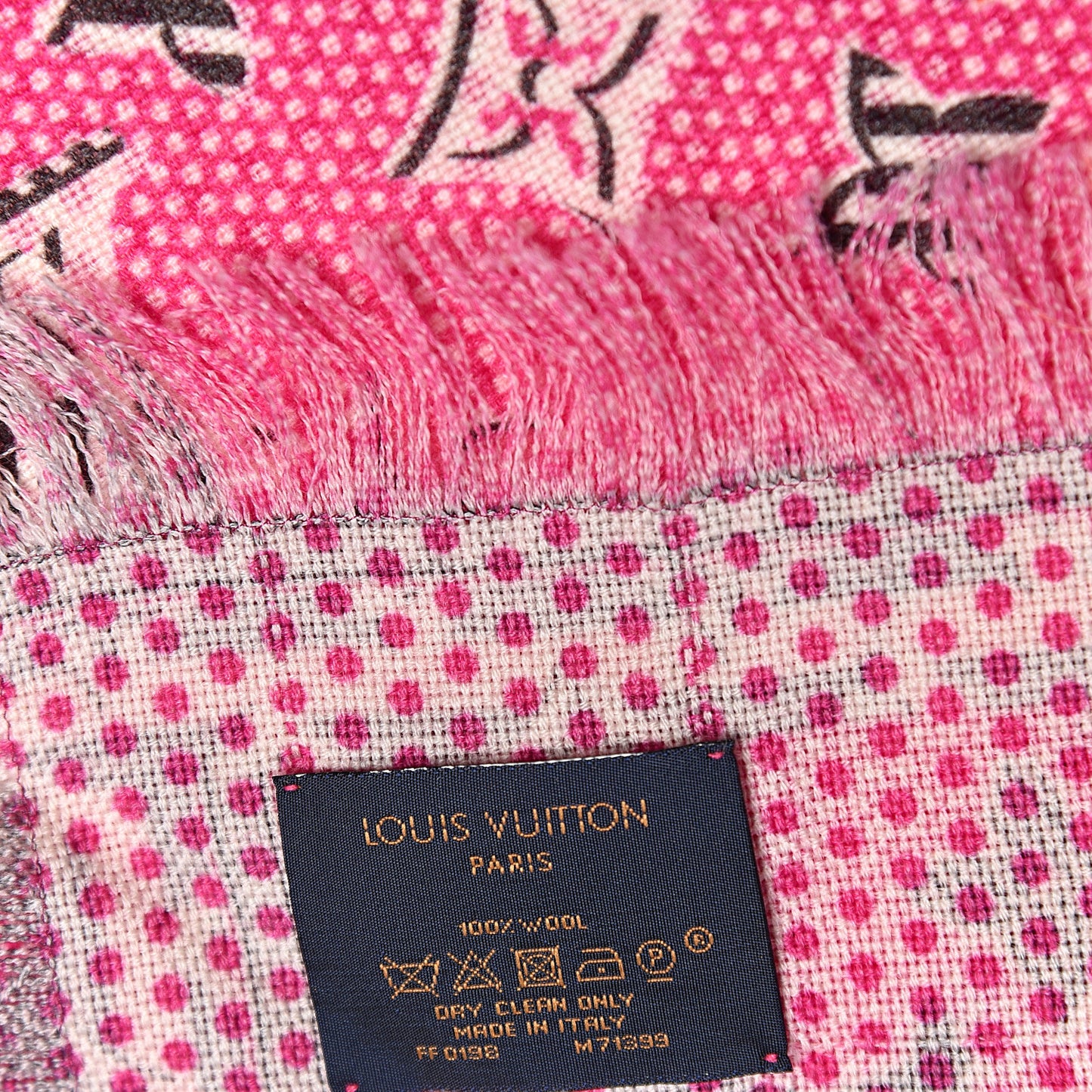 Wool Pop Monogram Shawl Pink