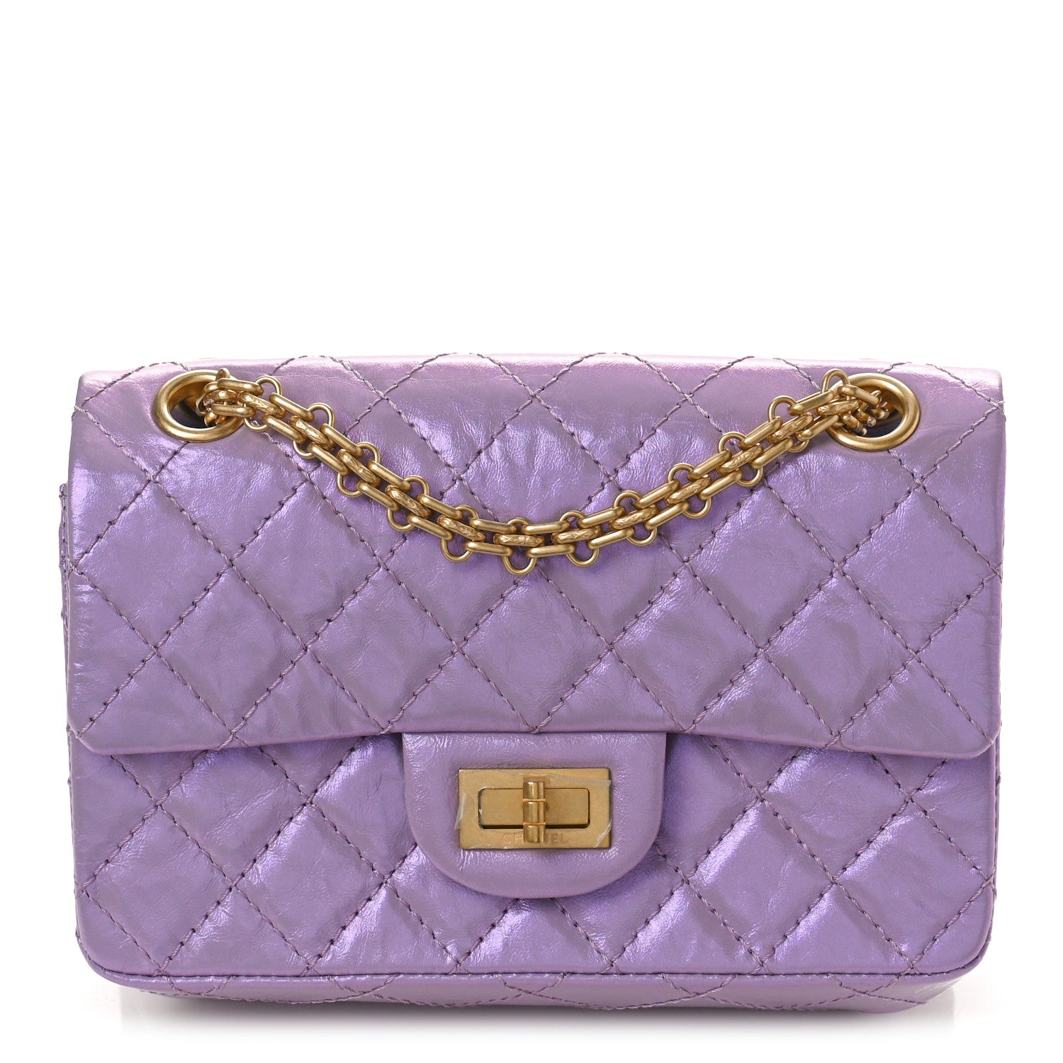 Chanel Glittered Aged Calfskin Quilted Mini 2.55 Reissue Flap Lilac 1 of 9