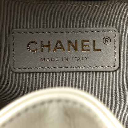 Chanel Shiny Aged Calfskin CC Chain Mini Drawstring Bag White 6 of 13