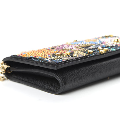 Christian Louboutin Calfskin Beaded Loubiclutch Star Chain Wallet Black 5 of 9
