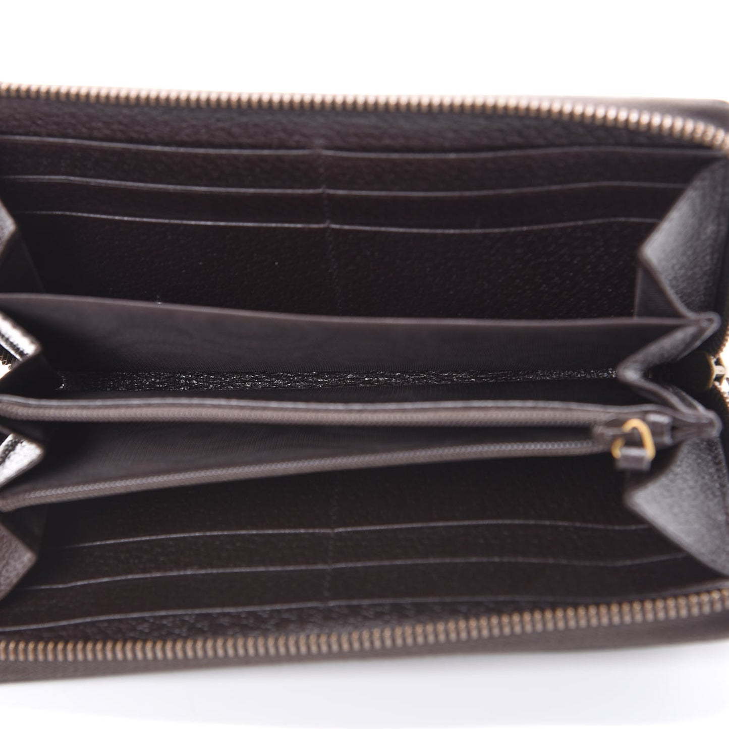 Dollar Calfskin Boar Effect GG Marmont Zip Around Wallet Dark Cocoa
