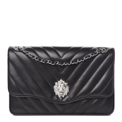 Chanel Lambskin Chevron Jumbo Leo Lion Flap Black 1 of 19