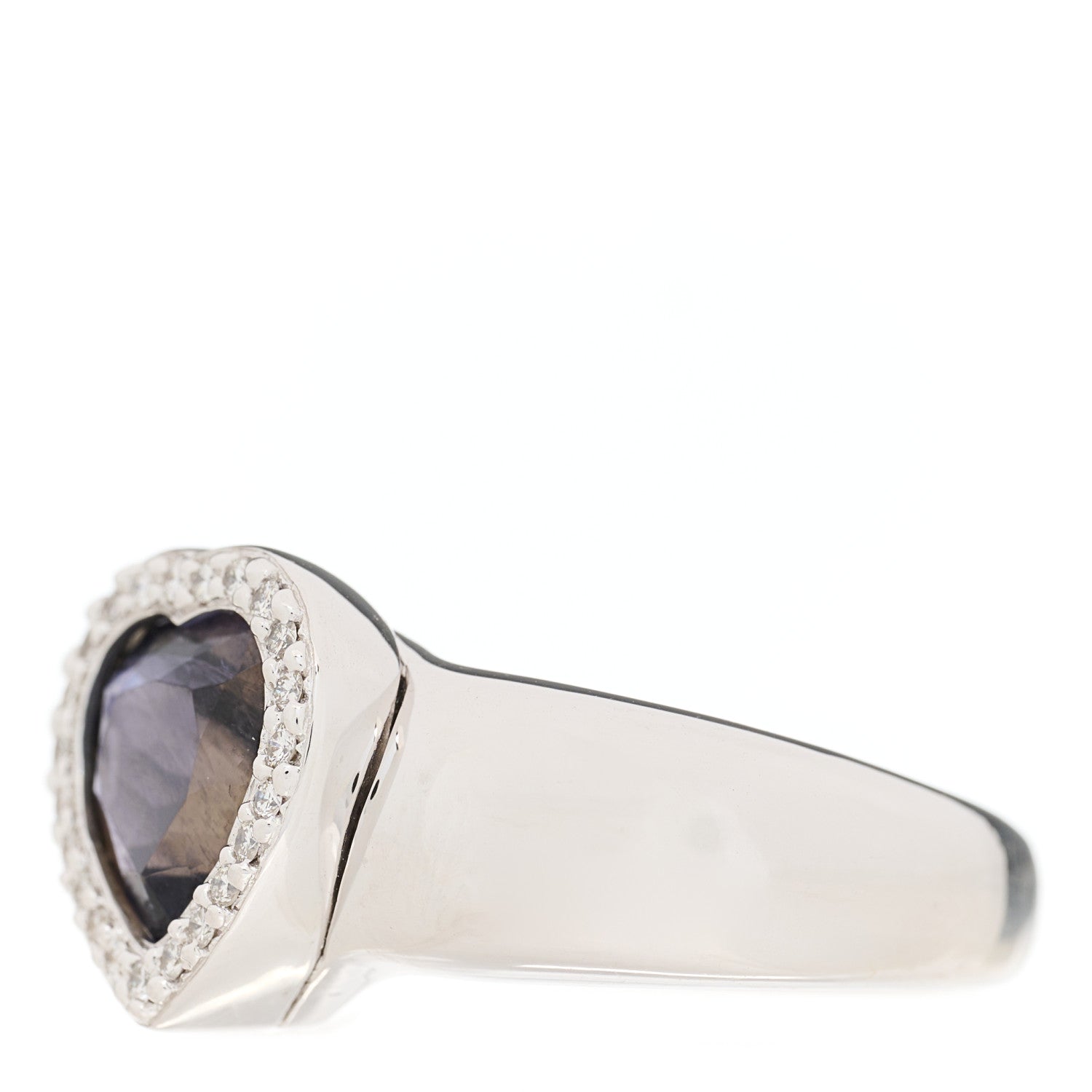 Piaget 18K White Gold Diamond Iolite Heart Ring 60 9 2 of 4