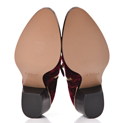 Chloe Velvet Studded Susanna Ankle Boots 36.5 Bordeaux 5 of 7