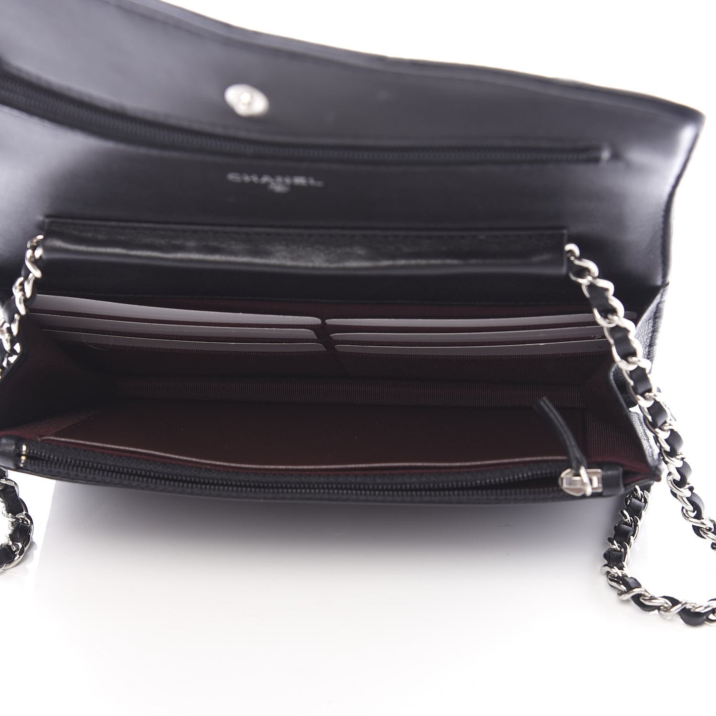 Lambskin Quilted Wallet On Chain WOC Black