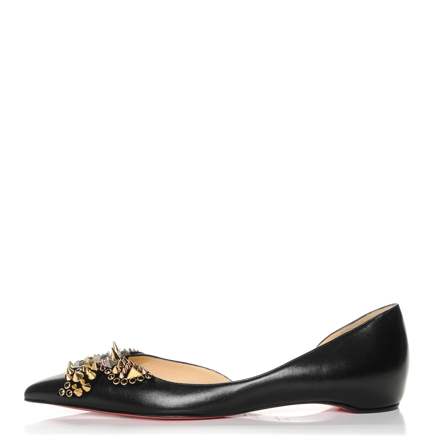 Christian Louboutin Nappa Farfaclou Spike Flats 39.5 Black 1 of 8