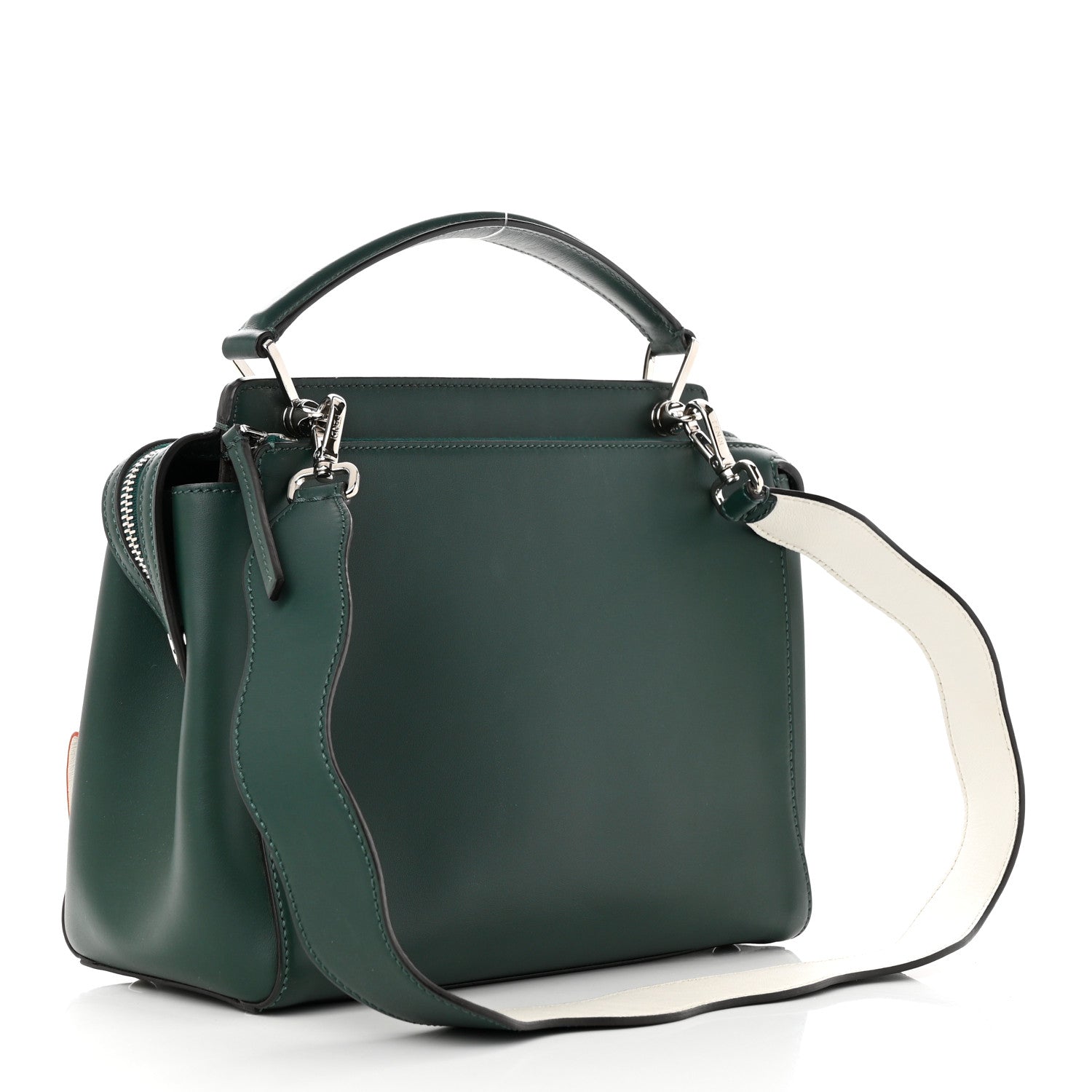 Fendi Vitello Baltico Century Dolce Waves DotCom Satchel Verde Inglese White 5 of 13