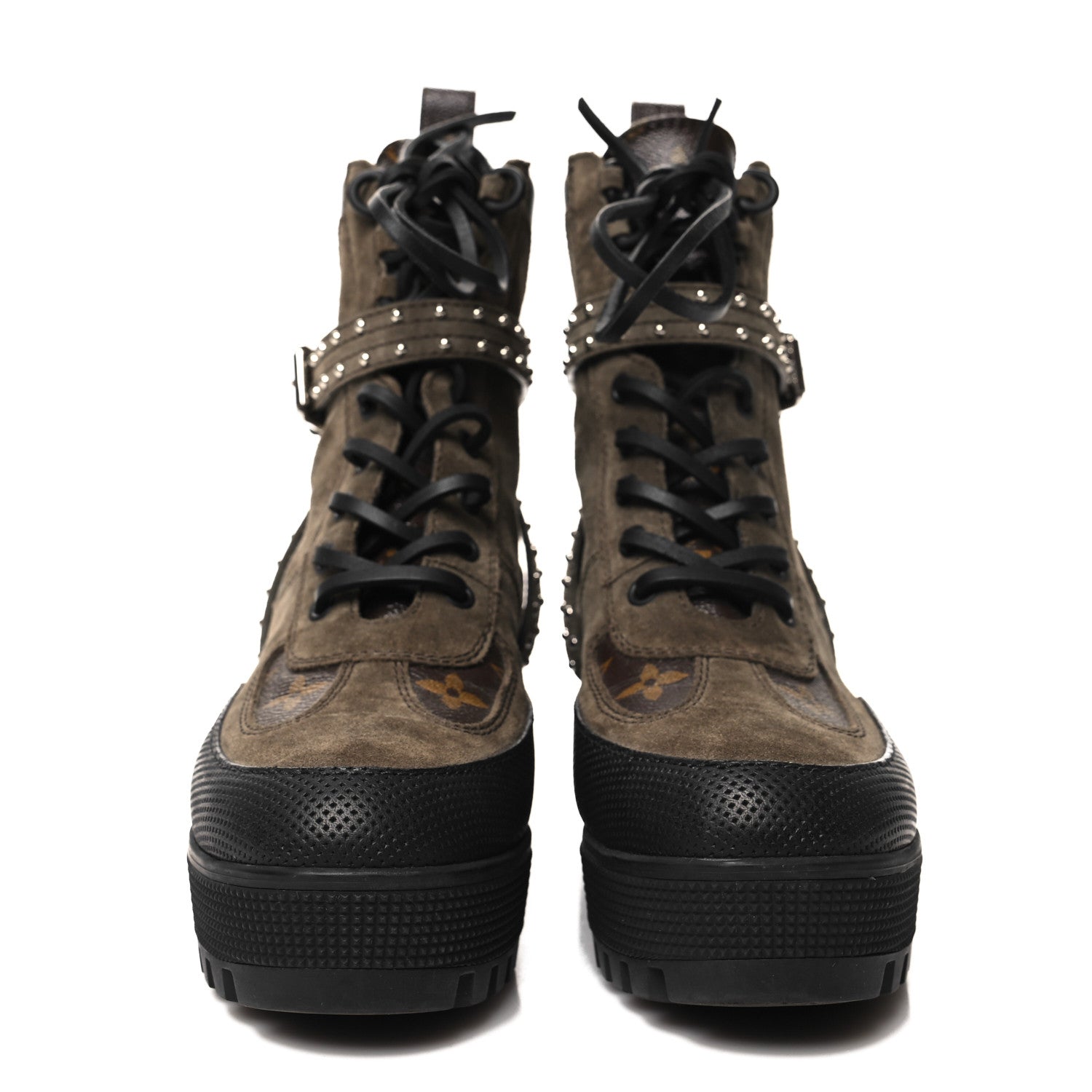 Louis Vuitton Suede Calfskin Monogram Laureate Platform Desert Boots 36.5 Kaki 2 of 8