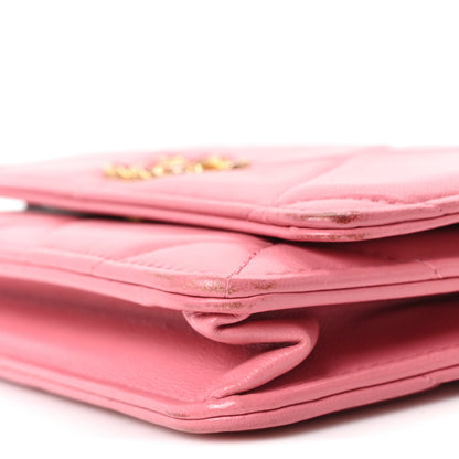 Chanel Lambskin Quilted Chanel 19 Wallet On Chain WOC Pink 11 of 11