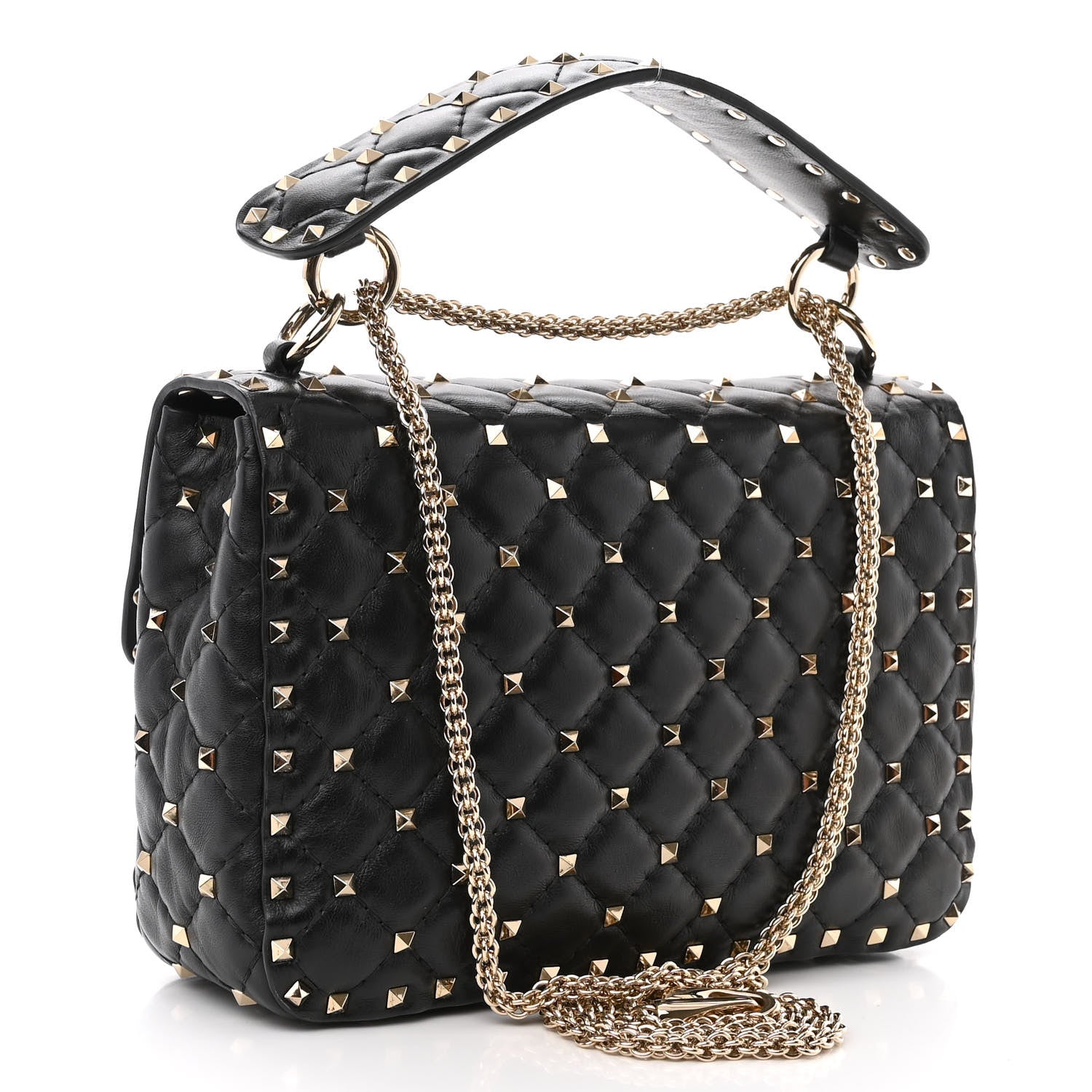 Valentino Garavani Lambskin Ayers Flames Medium Rockstud Spike Shoulder Bag Black 3 of 9