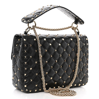 Valentino Garavani Lambskin Ayers Flames Medium Rockstud Spike Shoulder Bag Black 3 of 9
