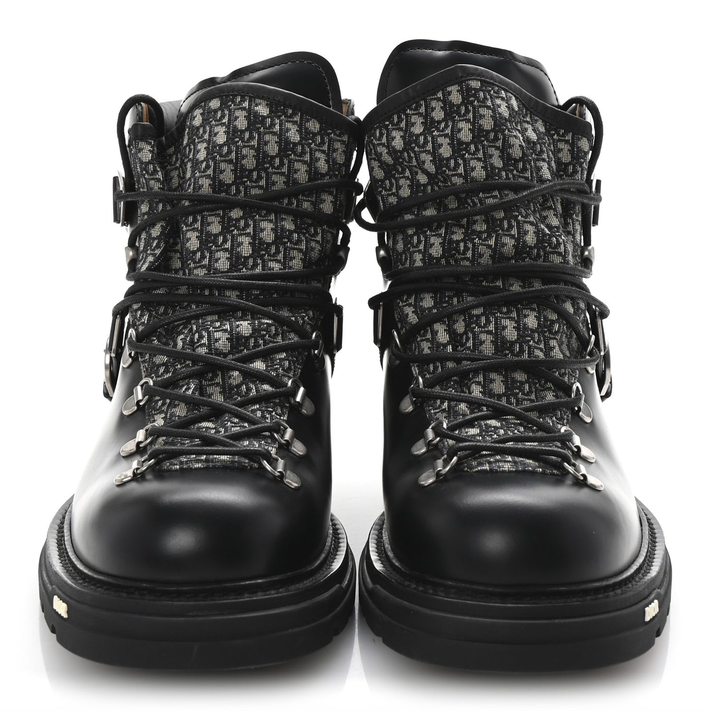 Oblique Calfskin Mens Explorer II Buckle Hiking Boots 44 Black Blue