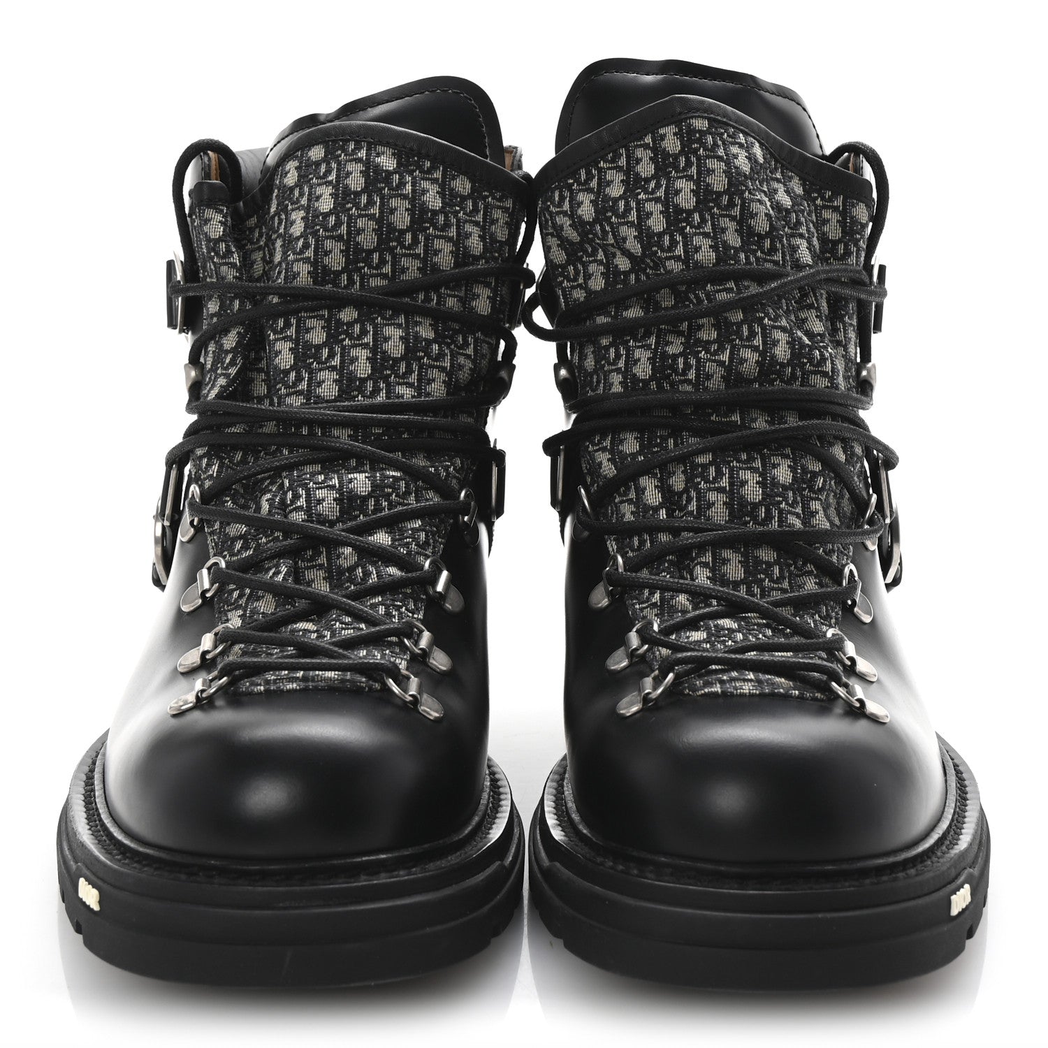 Christian Dior Oblique Calfskin Mens Explorer II Buckle Hiking Boots 44 Black Blue 3 of 9