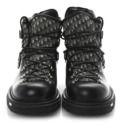 Christian Dior Oblique Calfskin Mens Explorer II Buckle Hiking Boots 44 Black Blue 3 of 9