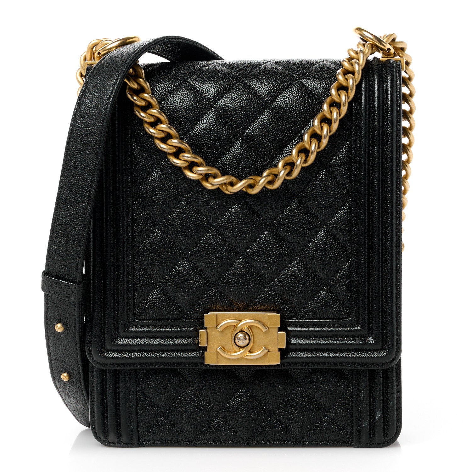 Chanel Caviar Quilted North South Boy Flap Black 1 of 12