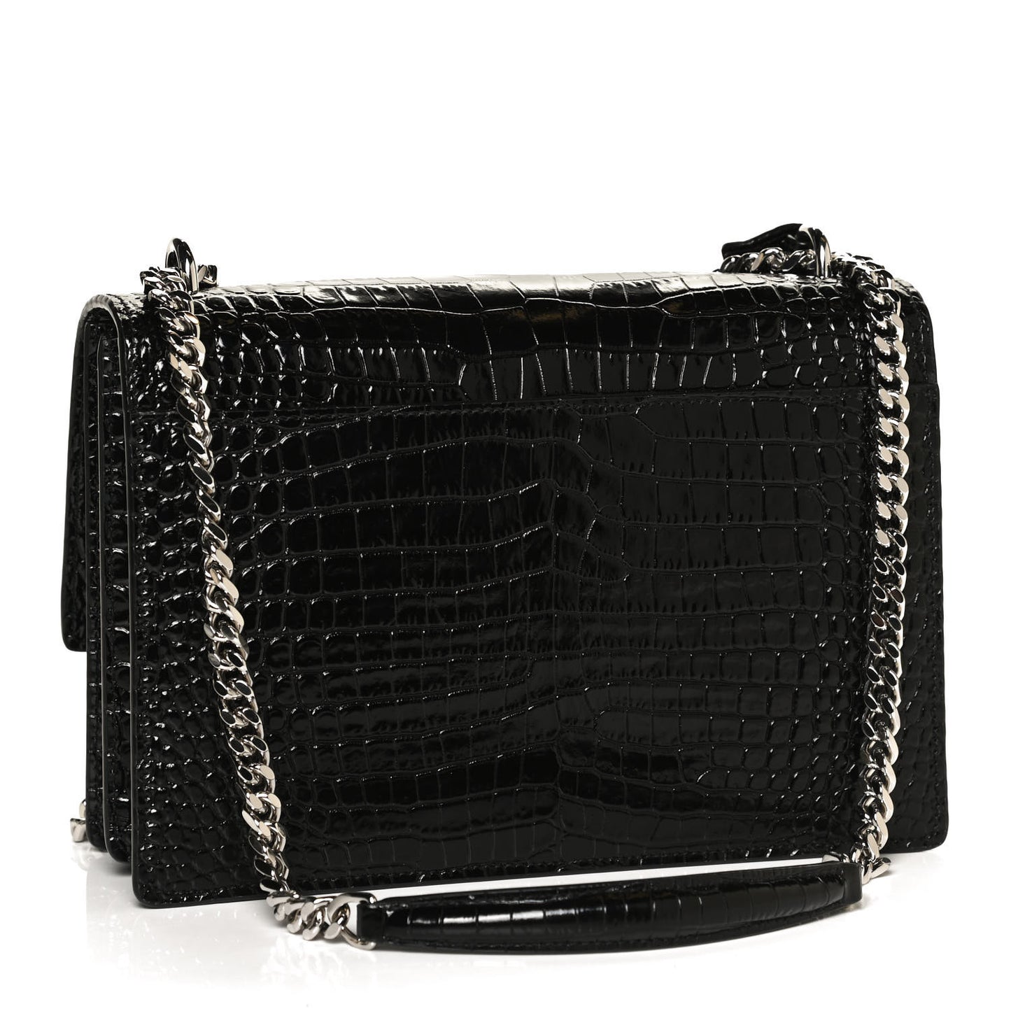Calfskin Crocodile Embossed Medium Monogram Sunset Black