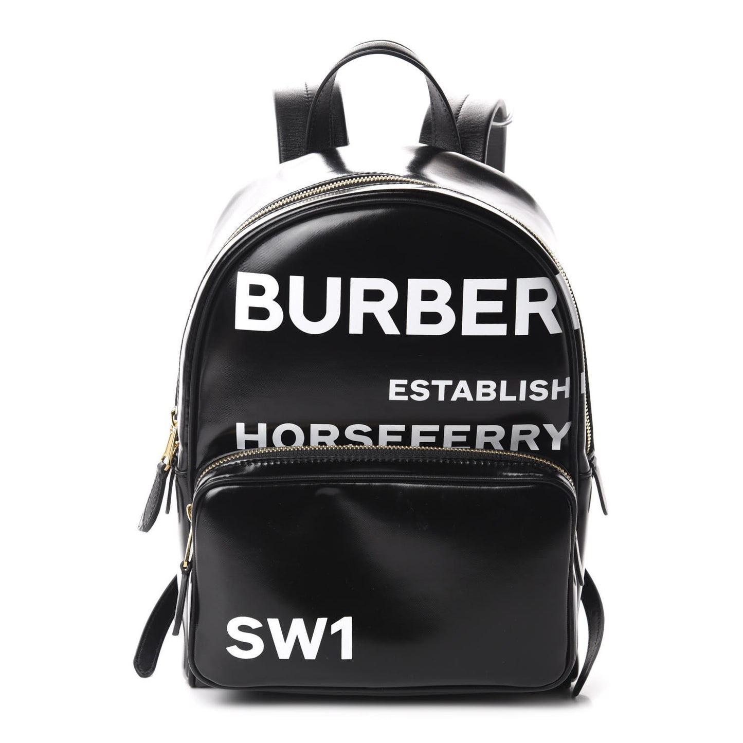 Coated Canvas Horseferry Print Backpack Black