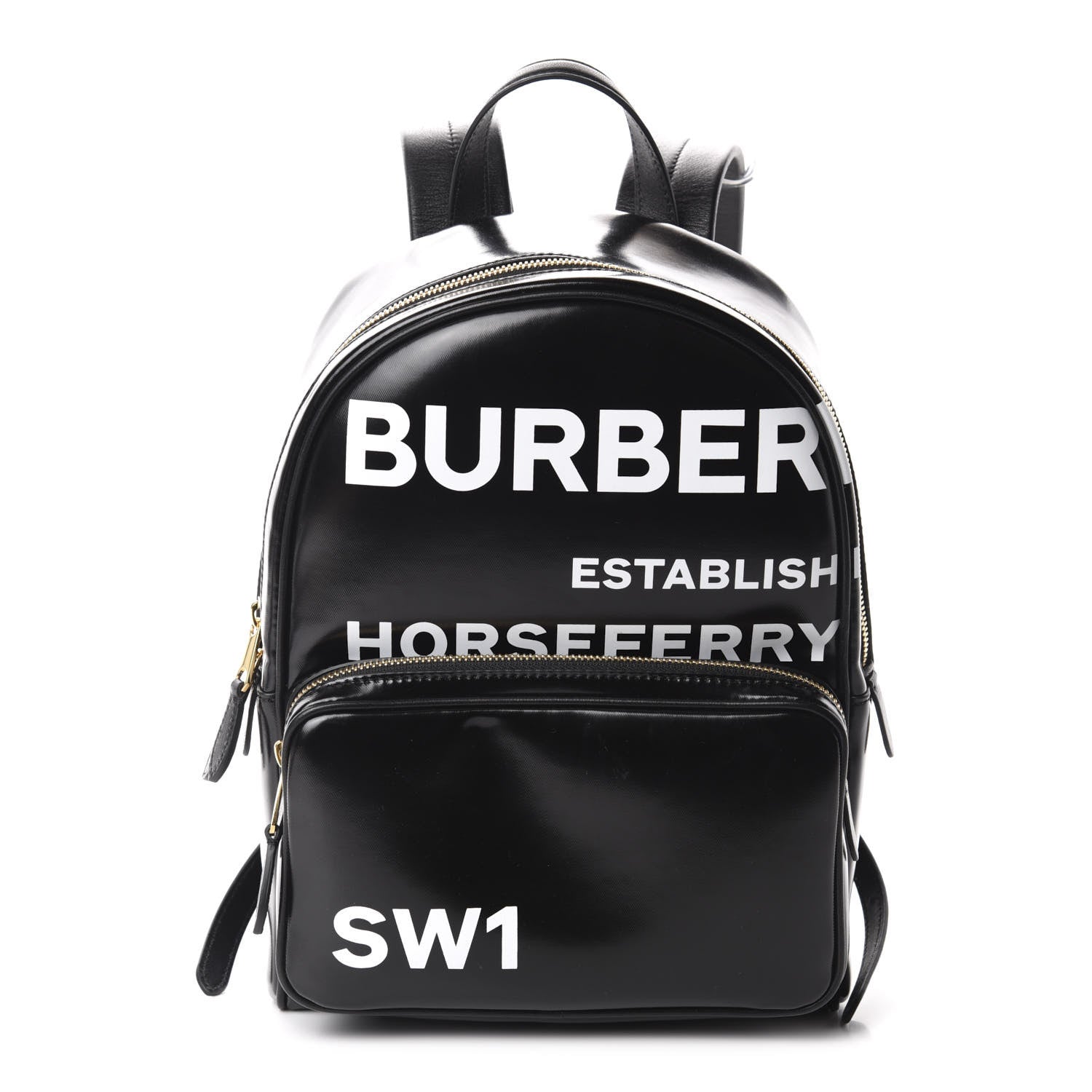 Burberry Coated Canvas Horseferry Print Backpack Black 1 of 9