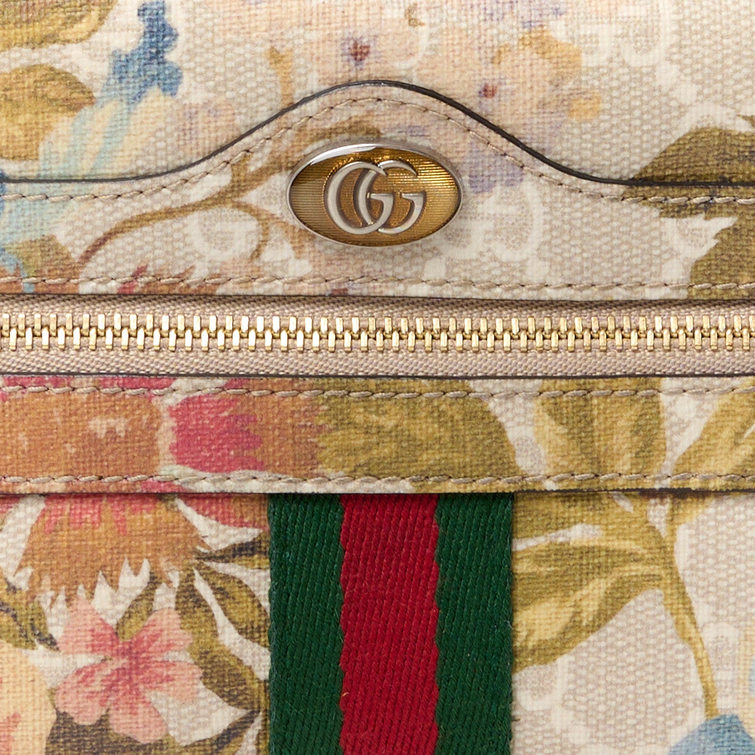 Gucci GG Supreme Monogram Water Flora Web Mini Ophidia Shoulder Bag Beige White Multicolor 8 of 11